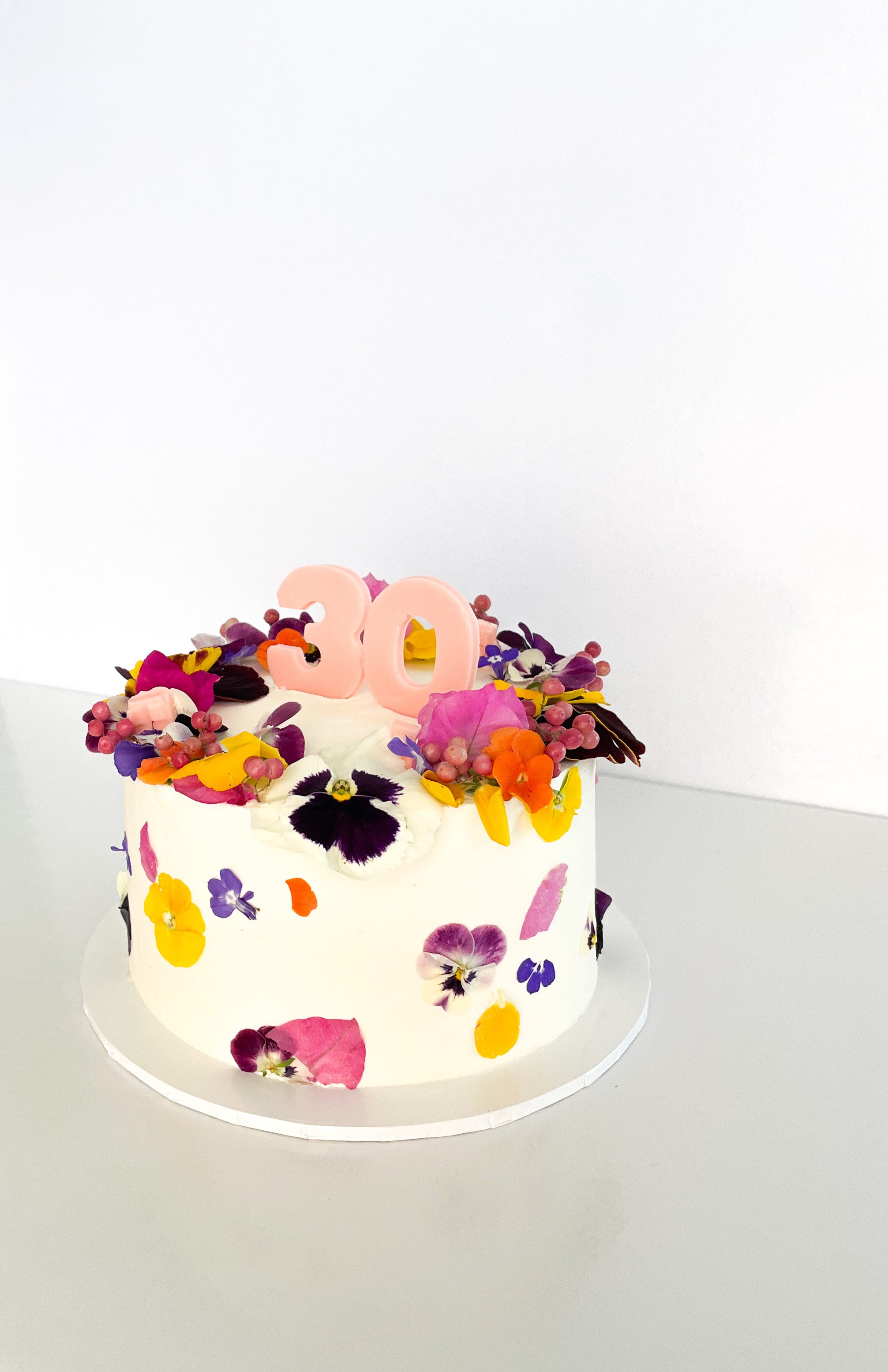 Single-Layer Chocolate Cake with Edible Flowers - Life's Little Sweets